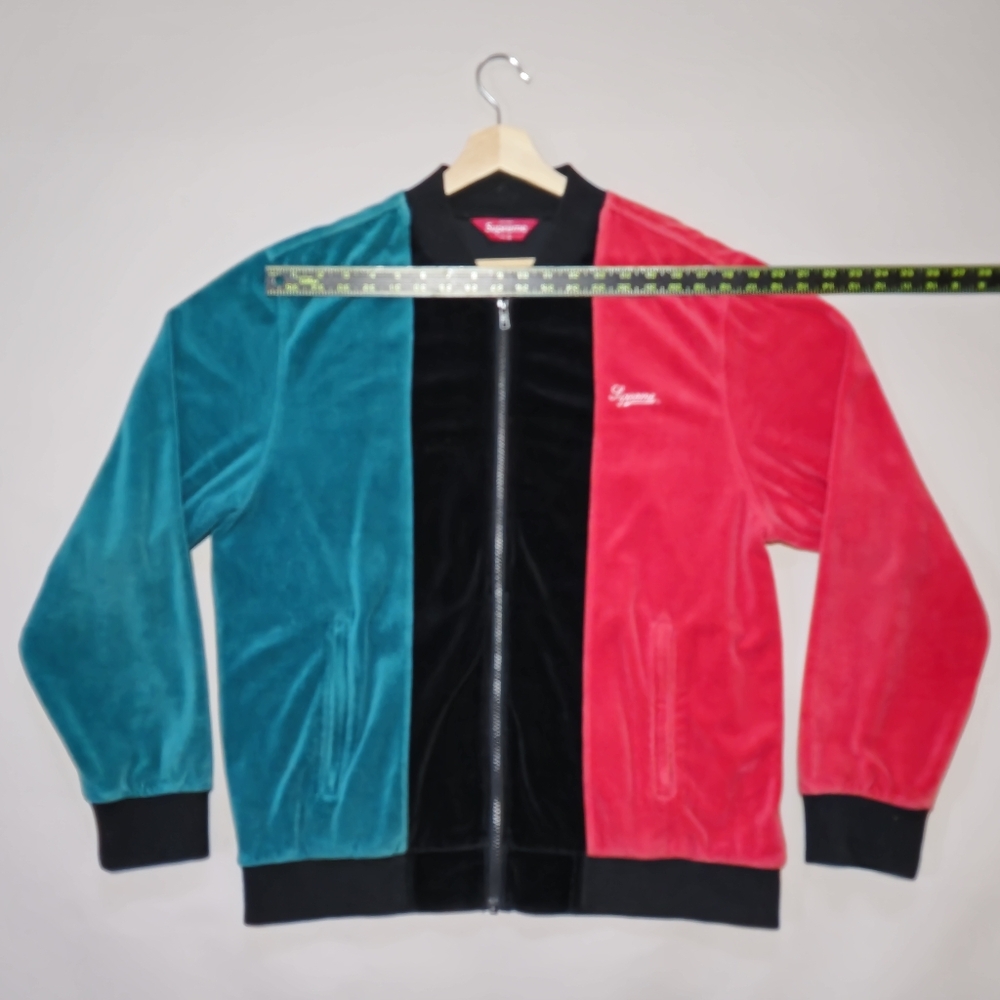 Supreme Colorblock Velour Jacket - Red, Black, Teal